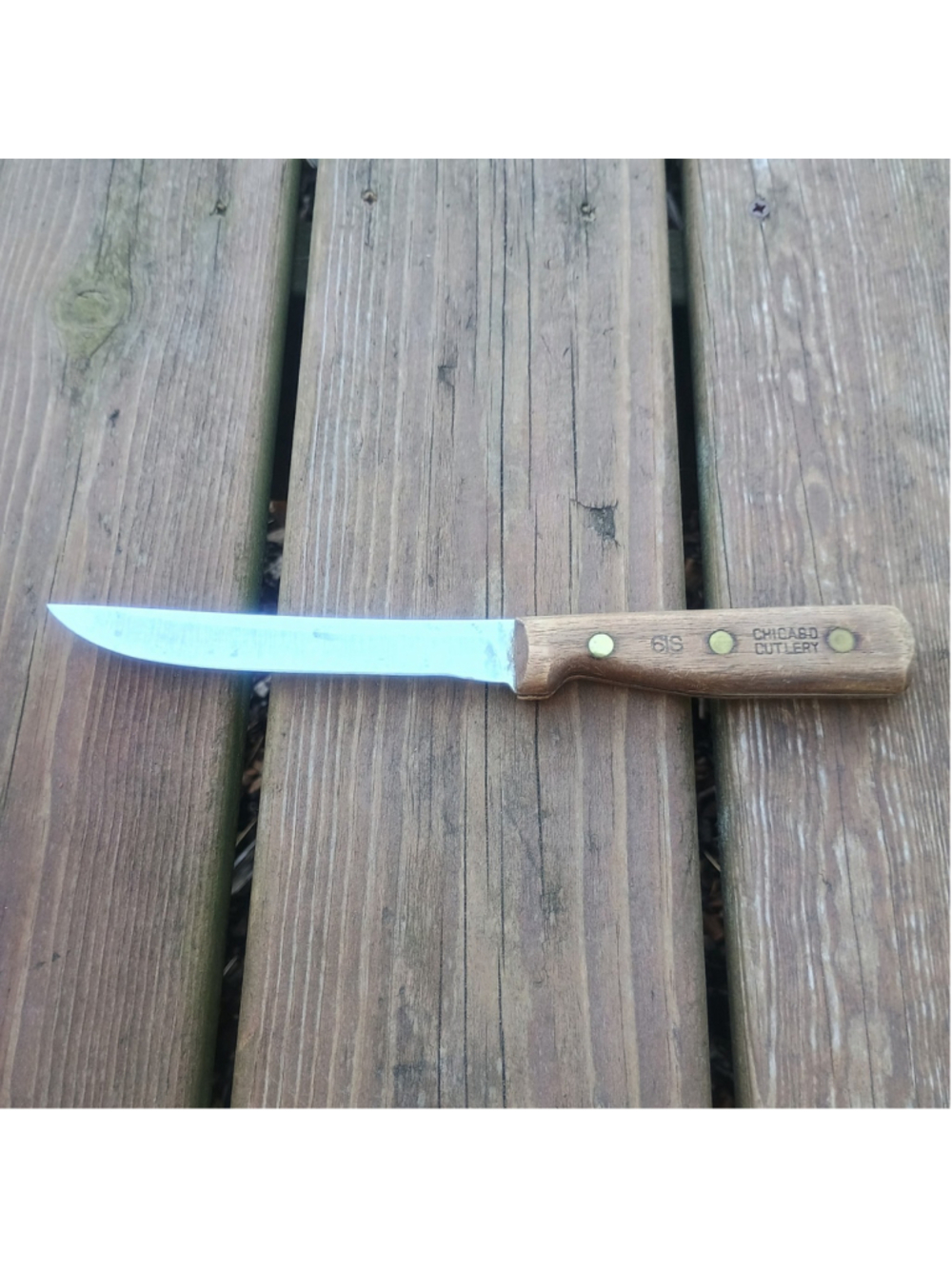 Vintage Chicago Cutlery 61S Steak Knife 6" Blade Wood Handle